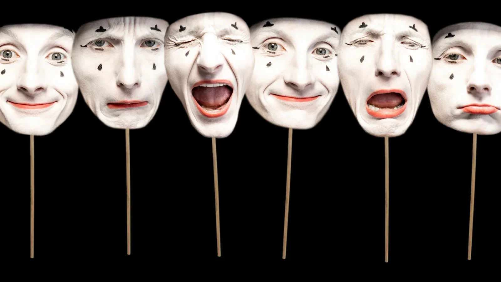 mime faces showing various emotions